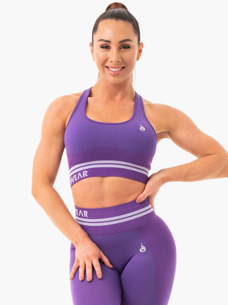 Staniki Sportowe Damskie Ryderwear Women Sports Bra Freestyle Seamless Longline Fioletowe | PL1636QZ