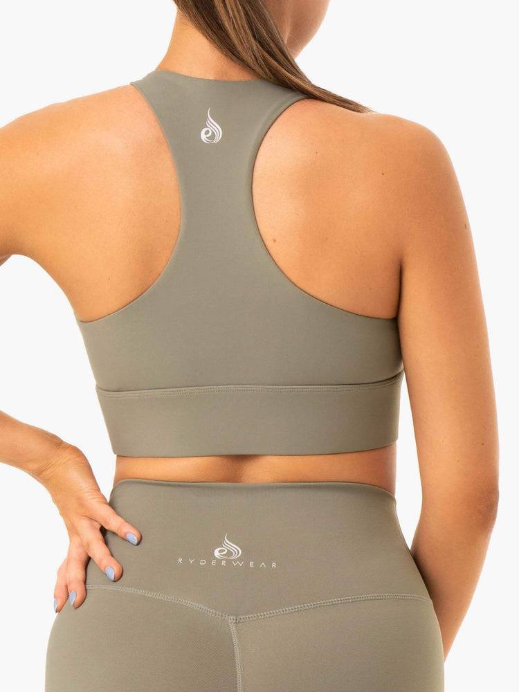 Staniki Sportowe Damskie Ryderwear Women Sports Bra Base Racer Back Khaki | PL1639RW