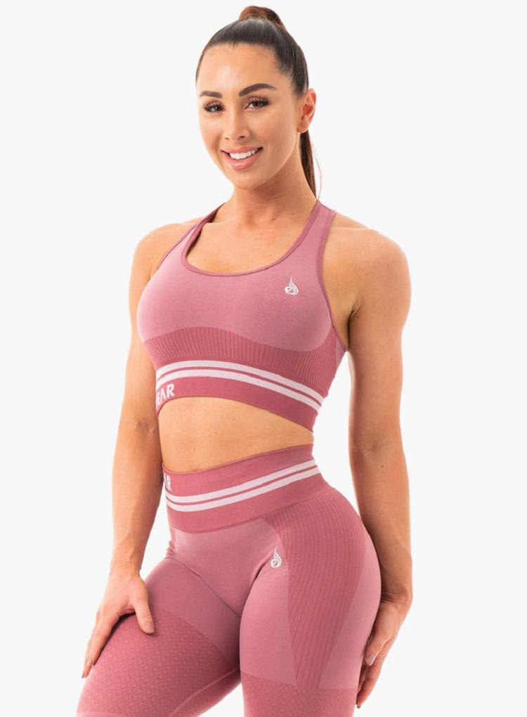 Staniki Sportowe Damskie Ryderwear Women Sports Bra Freestyle Seamless Longline Różowe | PL1649FM