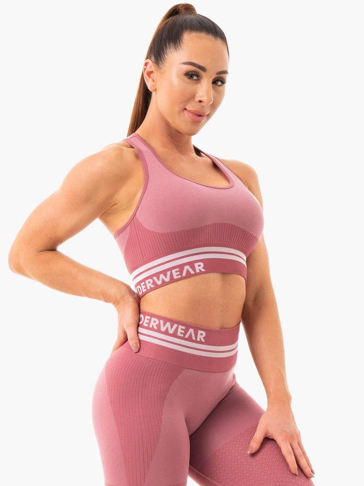 Staniki Sportowe Damskie Ryderwear Women Sports Bra Freestyle Seamless Longline Różowe | PL1649FM