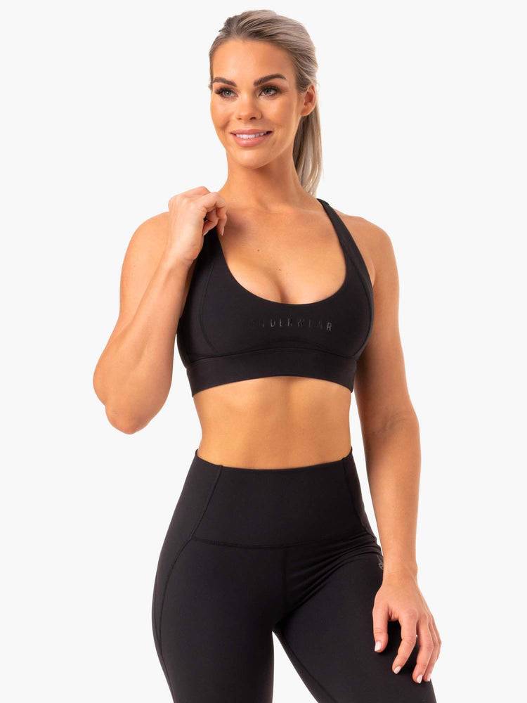 Staniki Sportowe Damskie Ryderwear Women Sports Bra Sola Czarne | PL1650GL