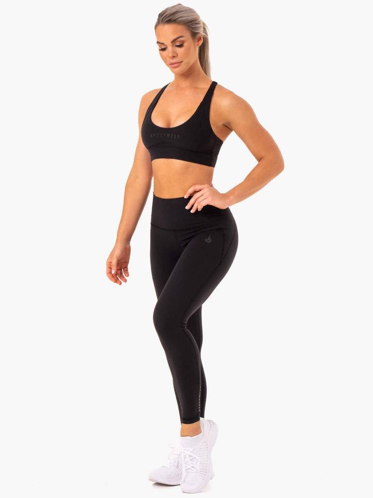 Staniki Sportowe Damskie Ryderwear Women Sports Bra Sola Czarne | PL1650GL