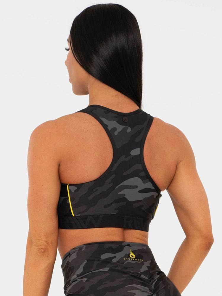 Staniki Sportowe Damskie Ryderwear Women Sports Bra BFCAMO Zip Up Camo | PL1653KI