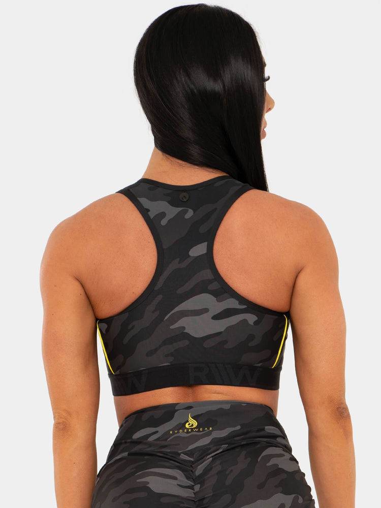 Staniki Sportowe Damskie Ryderwear Women Sports Bra BFCAMO Zip Up Camo | PL1653KI