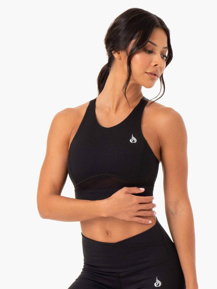 Staniki Sportowe Damskie Ryderwear Women Sports Bra Amazon Mesh Czarne | PL1661MA