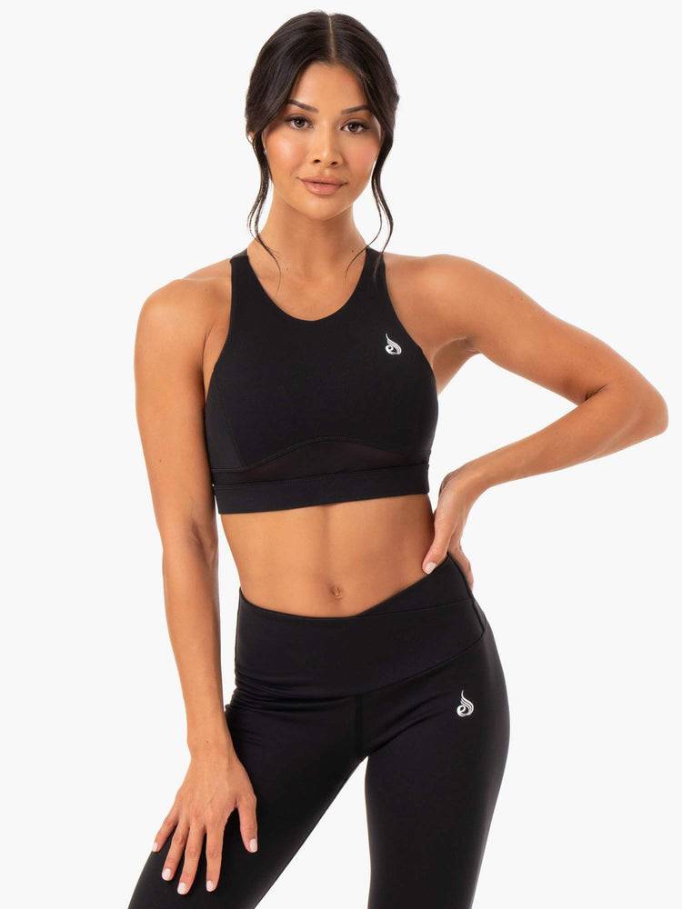 Staniki Sportowe Damskie Ryderwear Women Sports Bra Amazon Mesh Czarne | PL1661MA