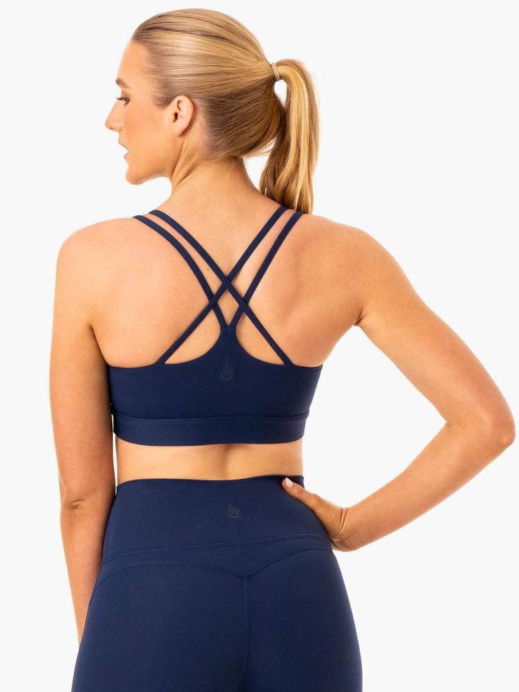 Staniki Sportowe Damskie Ryderwear Women Sports Bra NKD Align Granatowe | PL1666TV