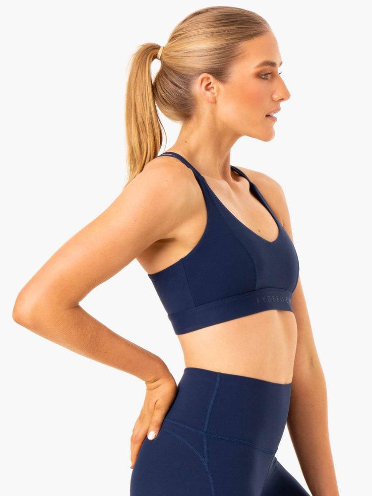 Staniki Sportowe Damskie Ryderwear Women Sports Bra NKD Align Granatowe | PL1666TV