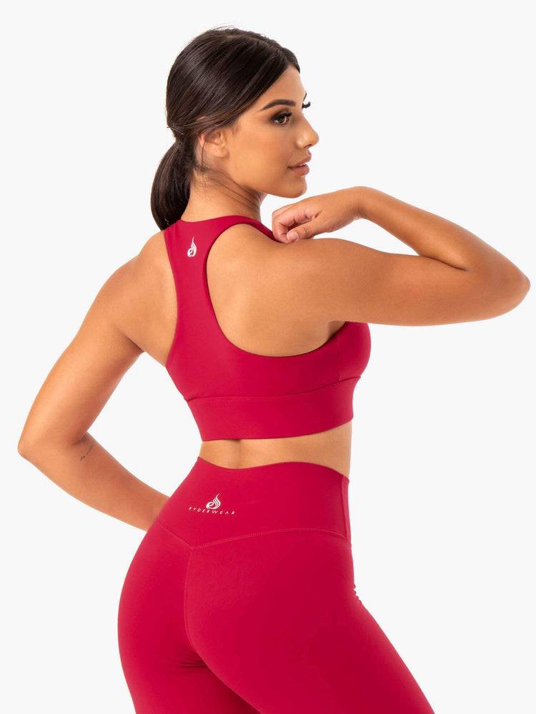 Staniki Sportowe Damskie Ryderwear Women Sports Bra Base Racer Back Różowe Czerwone | PL1667YU