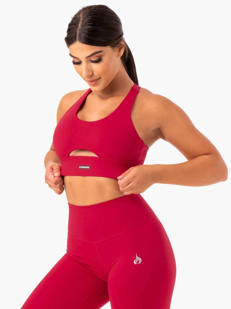 Staniki Sportowe Damskie Ryderwear Women Sports Bra Base Racer Back Różowe Czerwone | PL1667YU