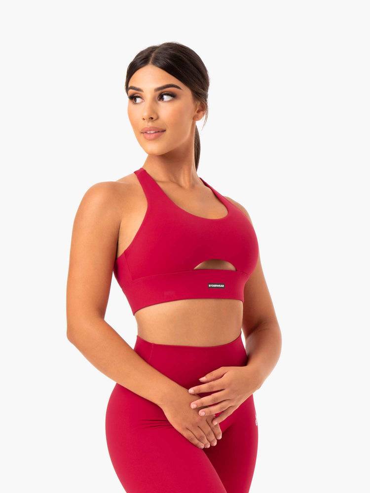 Staniki Sportowe Damskie Ryderwear Women Sports Bra Base Racer Back Różowe Czerwone | PL1667YU