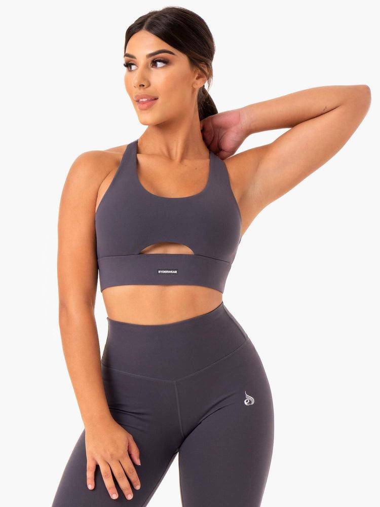 Staniki Sportowe Damskie Ryderwear Women Sports Bra Base Racer Back Szare | PL1669IS