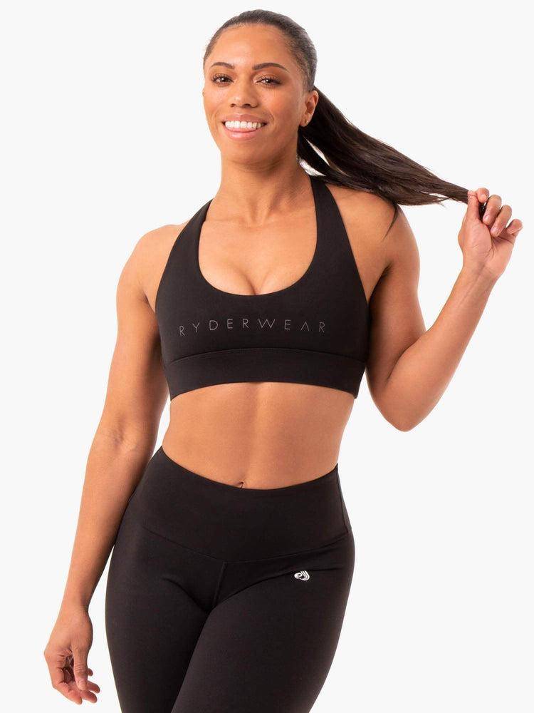 Staniki Sportowe Damskie Ryderwear Women Sports Bra Staples Cross Over Czarne | PL1671PQ