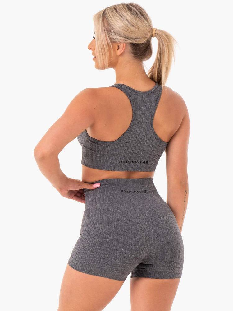 Staniki Sportowe Damskie Ryderwear Women Sports Bra Rib Seamless Szare | PL1672AP