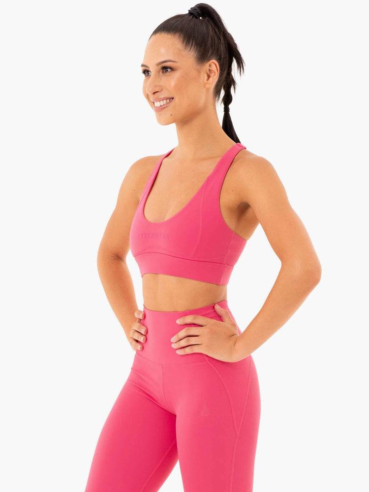 Staniki Sportowe Damskie Ryderwear Women Sports Bra Sola Różowe | PL1682XF