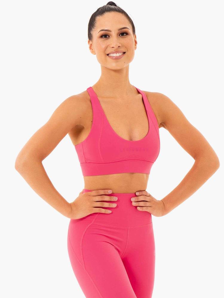 Staniki Sportowe Damskie Ryderwear Women Sports Bra Sola Różowe | PL1682XF