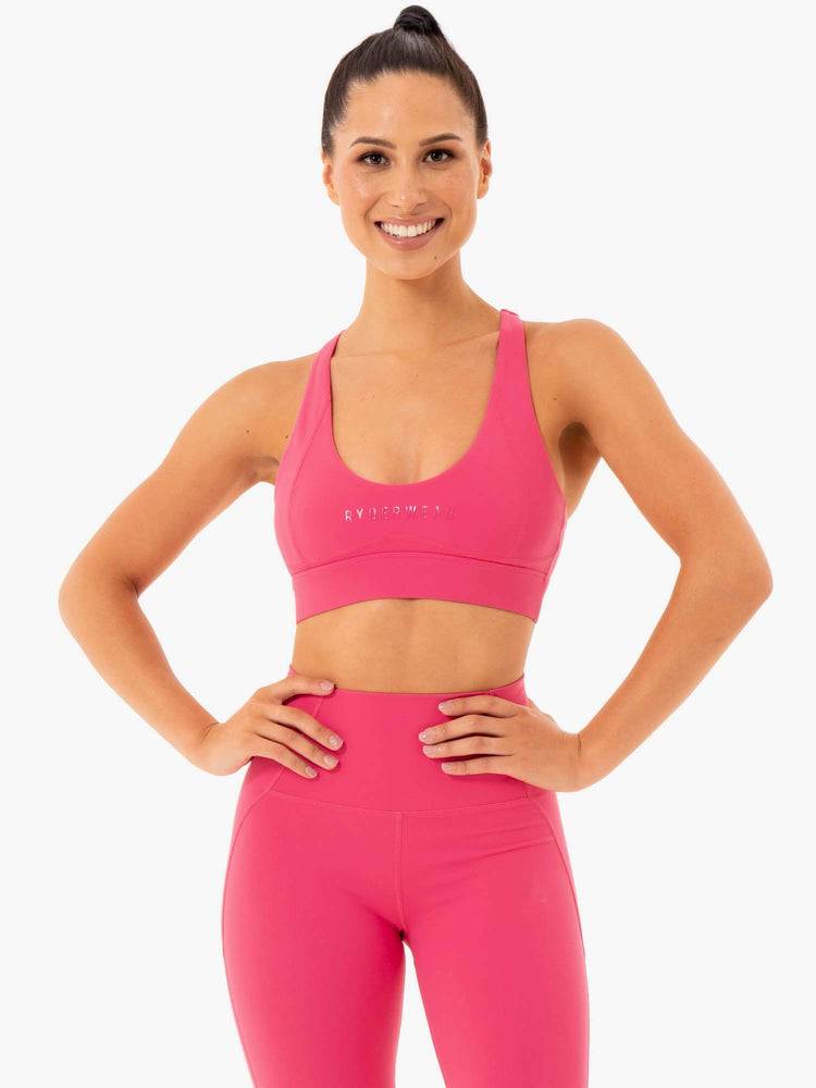 Staniki Sportowe Damskie Ryderwear Women Sports Bra Sola Różowe | PL1682XF