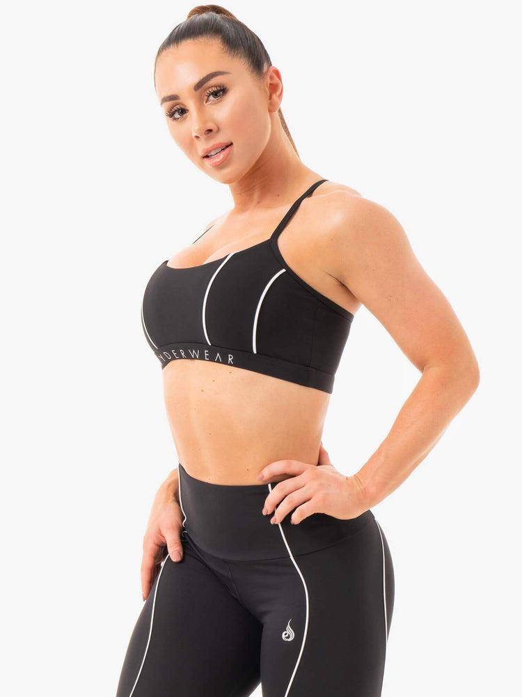 Staniki Sportowe Damskie Ryderwear Women Sports Bra Glow V2 Czarne | PL1700DN