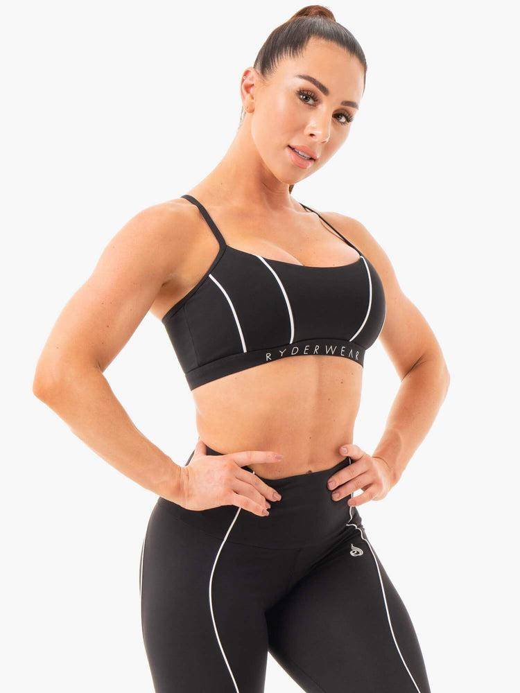 Staniki Sportowe Damskie Ryderwear Women Sports Bra Glow V2 Czarne | PL1700DN