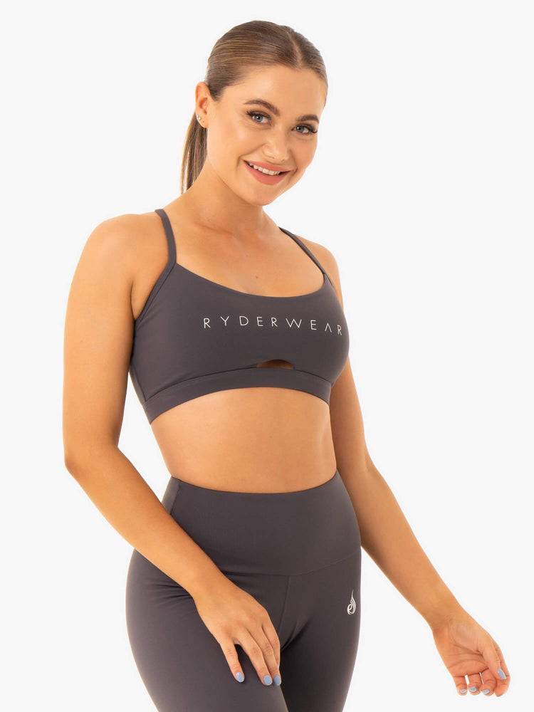 Staniki Sportowe Damskie Ryderwear Women Sports Bra Staples Szare | PL1712NB