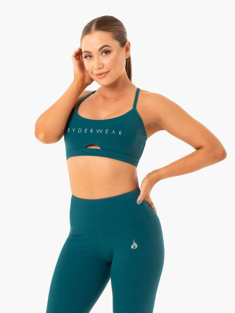 Staniki Sportowe Damskie Ryderwear Women Sports Bra Staples Turkusowe | PL1720UT