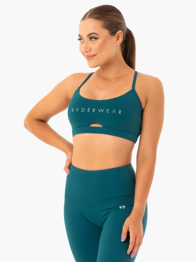 Staniki Sportowe Damskie Ryderwear Women Sports Bra Staples Turkusowe | PL1720UT