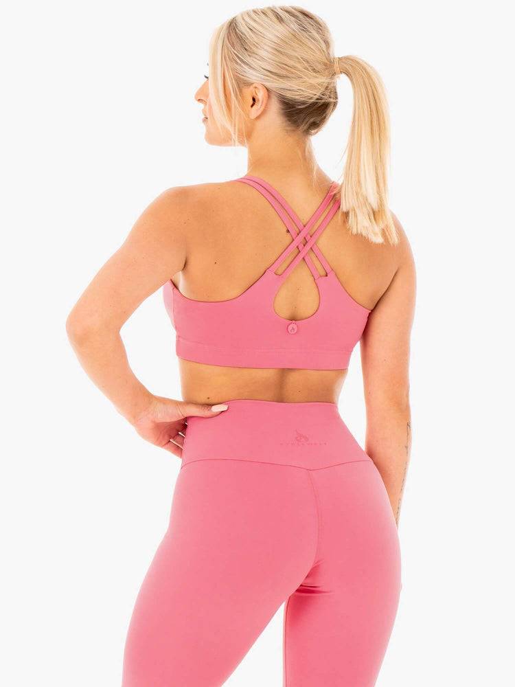 Staniki Sportowe Damskie Ryderwear Women Sports Bra Motion Różowe | PL1723PQ