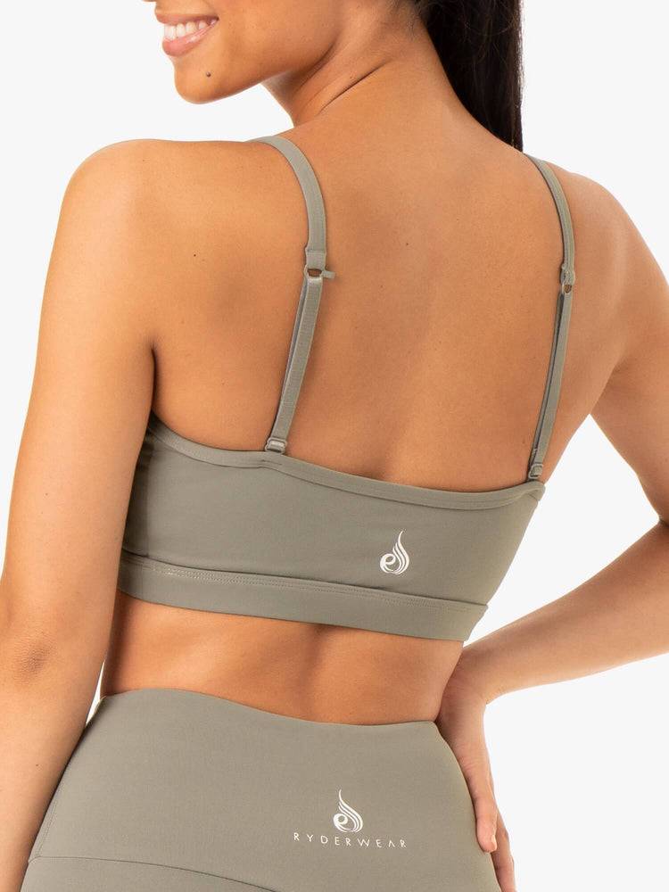 Staniki Sportowe Damskie Ryderwear Women Sports Bra Staples Khaki | PL1724AP