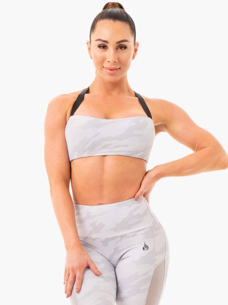 Staniki Sportowe Damskie Ryderwear Women Sports Bra Camo Szare Camo | PL1725SO