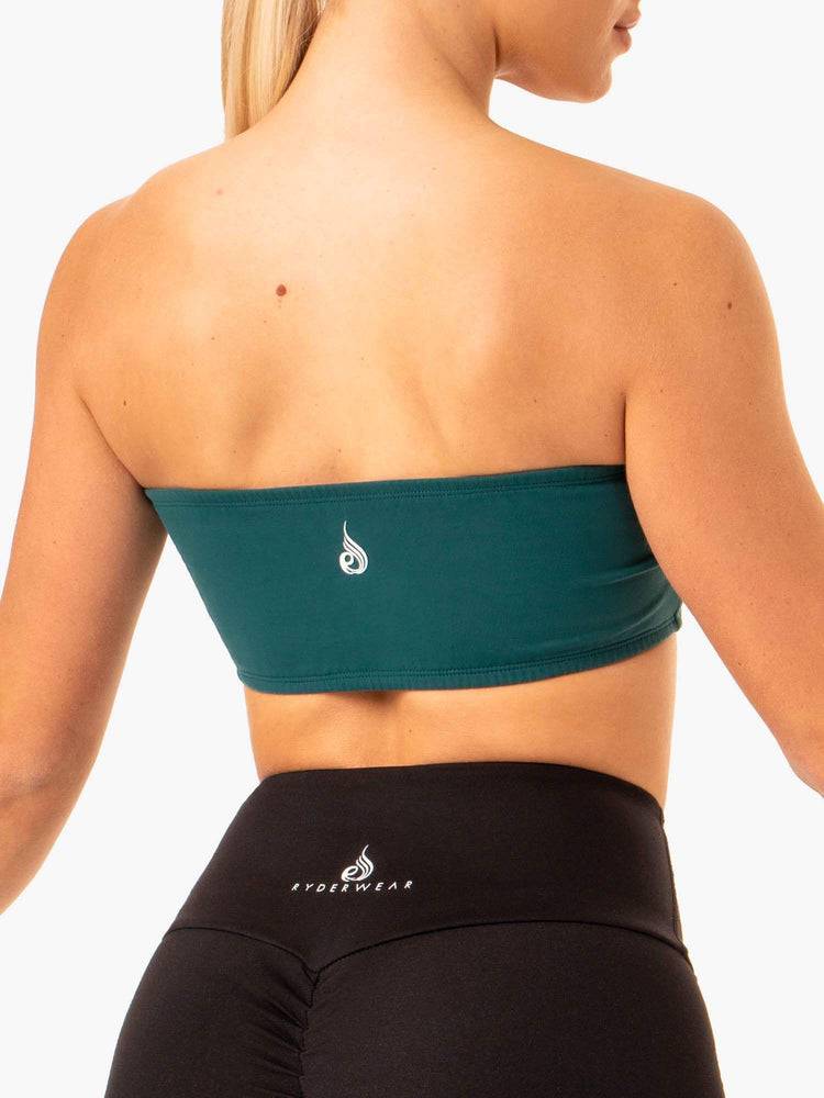 Staniki Sportowe Damskie Ryderwear Women Sports Bra Bandeau Turkusowe | PL1728GL