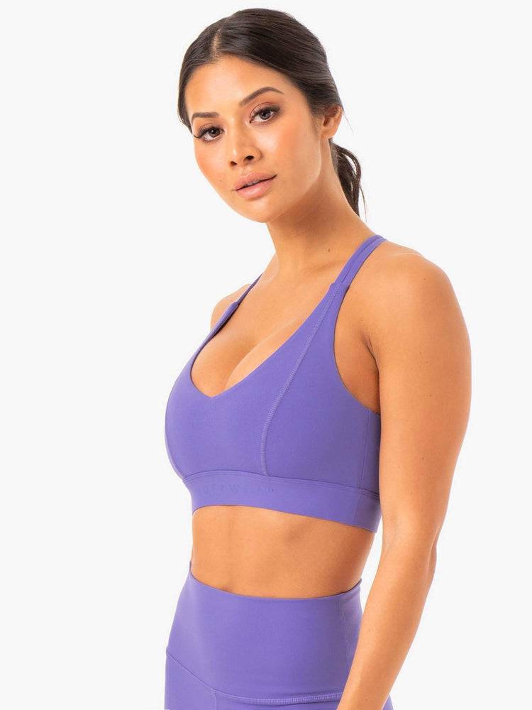 Staniki Sportowe Damskie Ryderwear Women Sports Bra NKD Align Fioletowe | PL1730JJ