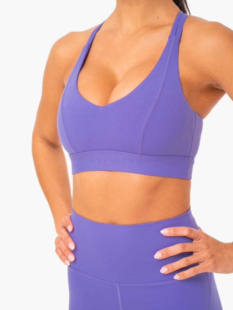 Staniki Sportowe Damskie Ryderwear Women Sports Bra NKD Align Fioletowe | PL1730JJ