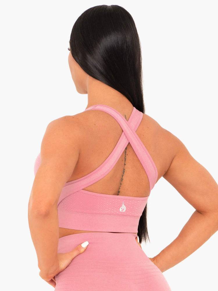 Staniki Sportowe Damskie Ryderwear Women Sports Bra Geo Seamless Różowe | PL1733ZG