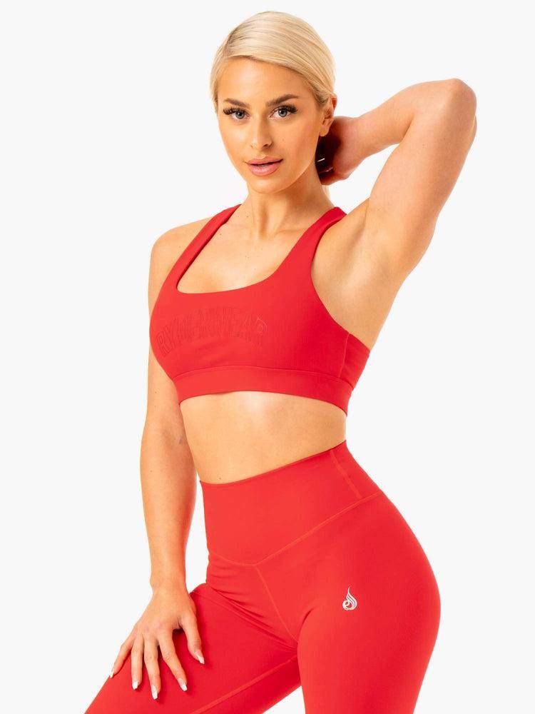 Staniki Sportowe Damskie Ryderwear Women Sports Bra Knockout Racer Back Czerwone | PL1735CE