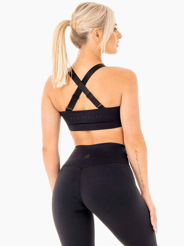 Staniki Sportowe Damskie Ryderwear Women Sports Bra Collide Mesh Contour Czarne | PL1737BC