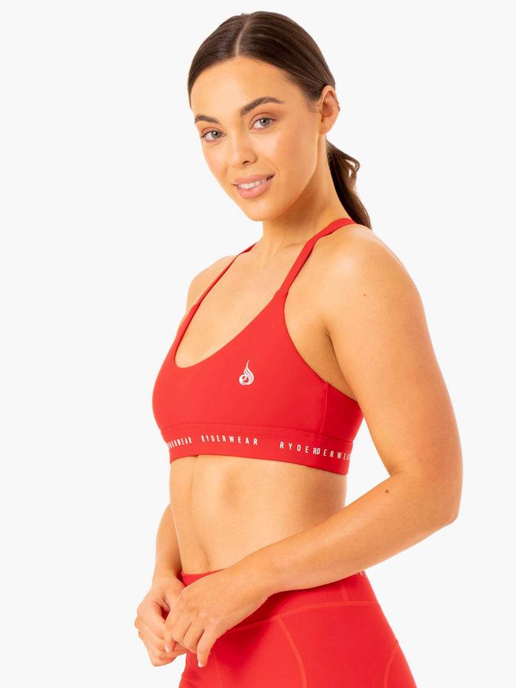 Staniki Sportowe Damskie Ryderwear Women Sports Bra Reflex Cross Over Czerwone | PL1740QZ