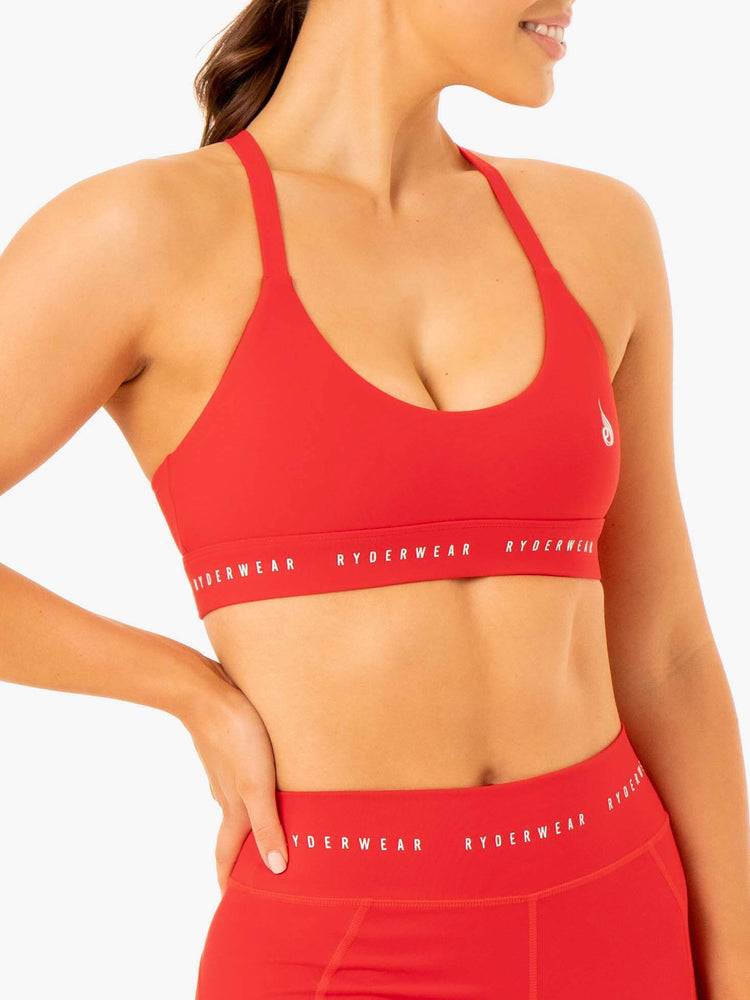 Staniki Sportowe Damskie Ryderwear Women Sports Bra Reflex Cross Over Czerwone | PL1740QZ