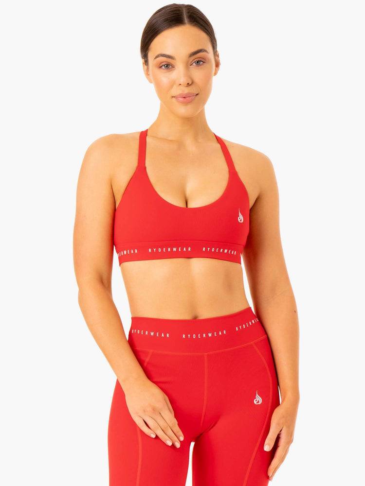 Staniki Sportowe Damskie Ryderwear Women Sports Bra Reflex Cross Over Czerwone | PL1740QZ