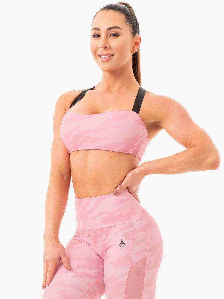 Staniki Sportowe Damskie Ryderwear Women Sports Bra Camo Różowe Camo | PL1743RW