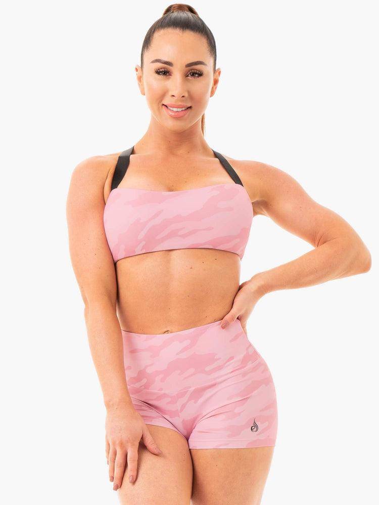 Staniki Sportowe Damskie Ryderwear Women Sports Bra Camo Różowe Camo | PL1743RW