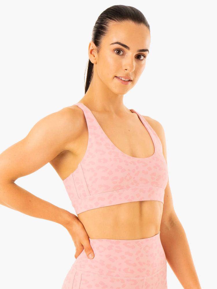 Staniki Sportowe Damskie Ryderwear Women Sports Bra Evolution Różowe Panterka | PL1745YU