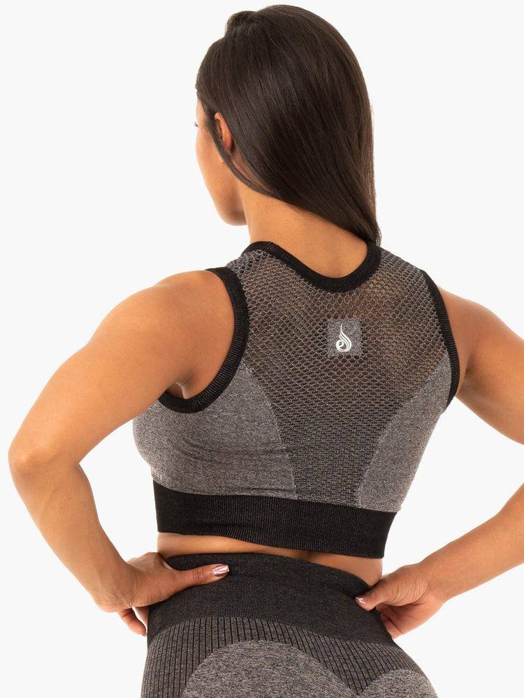 Staniki Sportowe Damskie Ryderwear Women Sports Bra Oasis Seamless Crop Top Czarne | PL1750AP