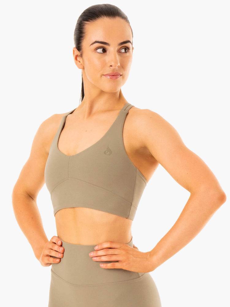 Staniki Sportowe Damskie Ryderwear Women Sports Bra NKD Refine Khaki | PL1753FM