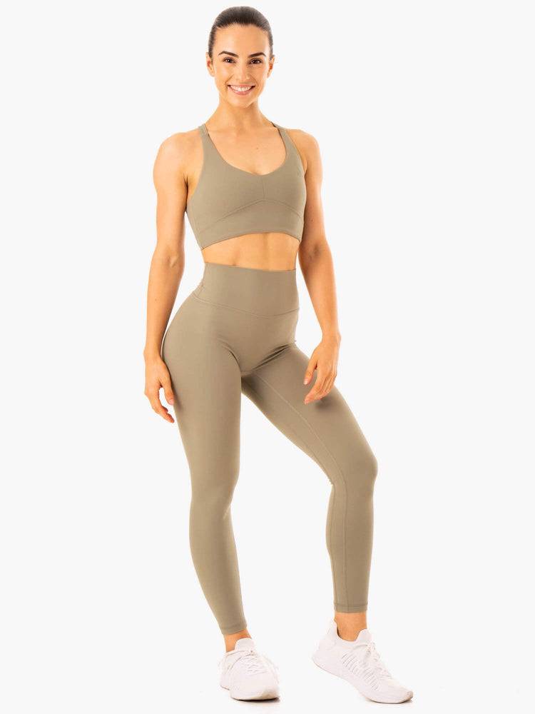 Staniki Sportowe Damskie Ryderwear Women Sports Bra NKD Refine Khaki | PL1753FM