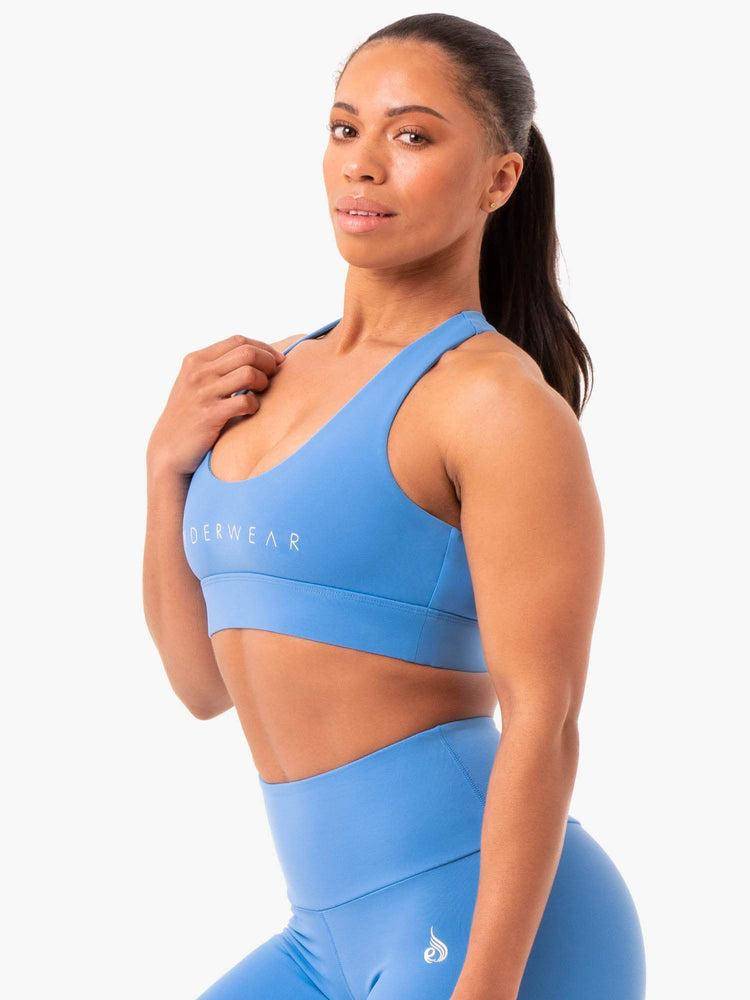 Staniki Sportowe Damskie Ryderwear Women Sports Bra Staples Cross Over Niebieskie | PL1764NB