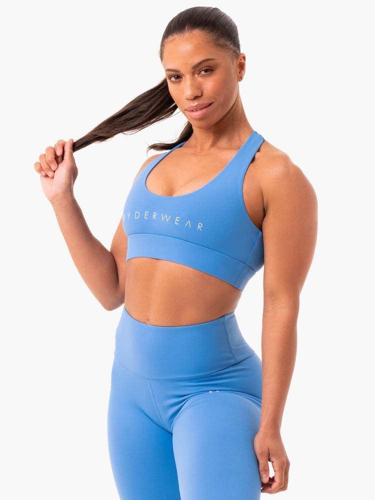 Staniki Sportowe Damskie Ryderwear Women Sports Bra Staples Cross Over Niebieskie | PL1764NB