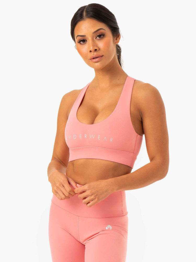 Staniki Sportowe Damskie Ryderwear Women Sports Bra Staples Cross Over Różowe Różowe | PL1770TV