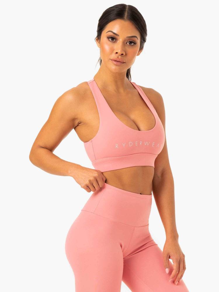 Staniki Sportowe Damskie Ryderwear Women Sports Bra Staples Cross Over Różowe Różowe | PL1770TV