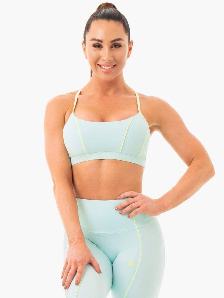 Staniki Sportowe Damskie Ryderwear Women Sports Bra Glow Aqua | PL1773IS