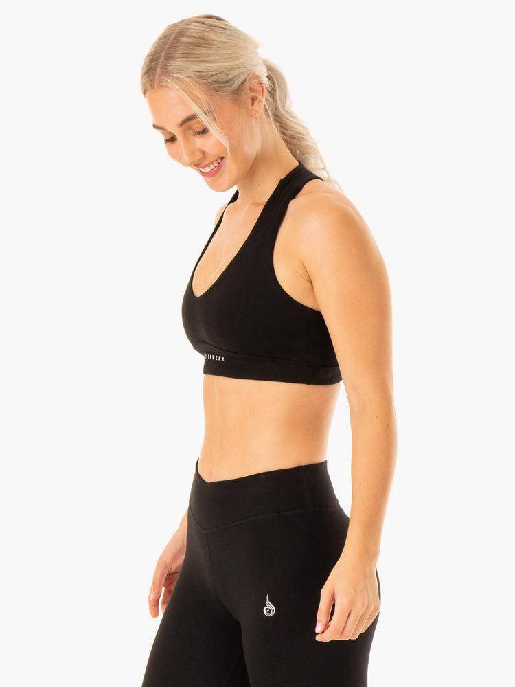 Staniki Sportowe Damskie Ryderwear Women Sports Bra Revival Czarne | PL1783KI